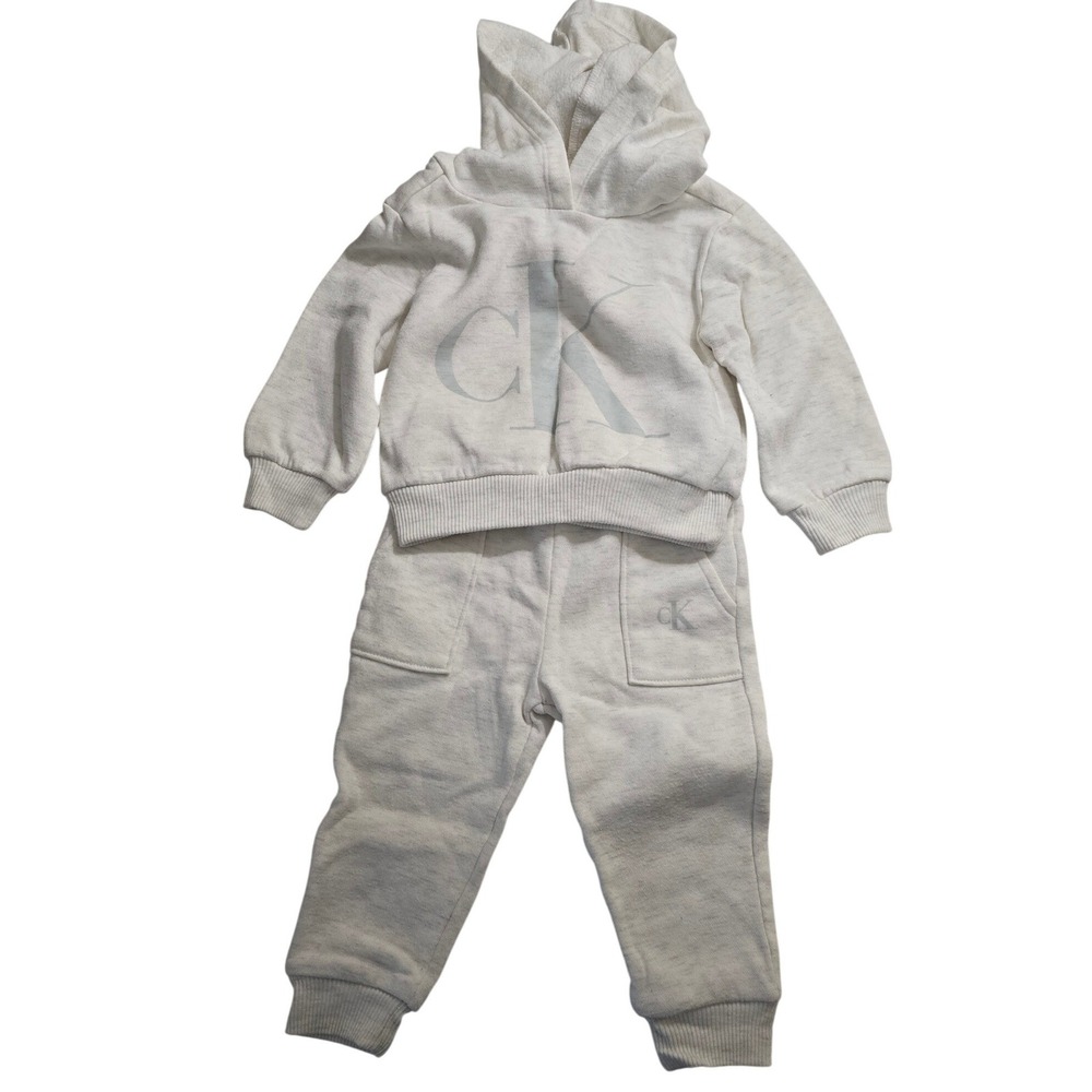 Calvin Klein Jeans Toddler 12M Hoodie and Joggers Set Heather Grey Logo 2pc